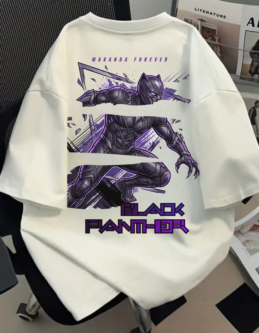Men's  Oversized Black Panther Printed Tee