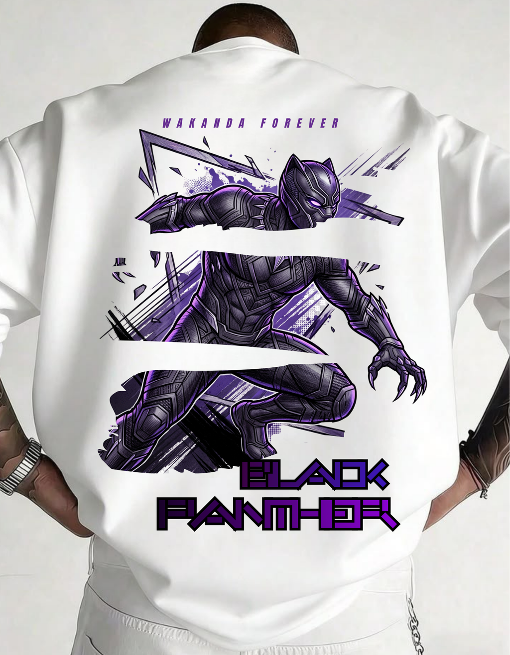 Men's  Oversized Black Panther Printed Tee