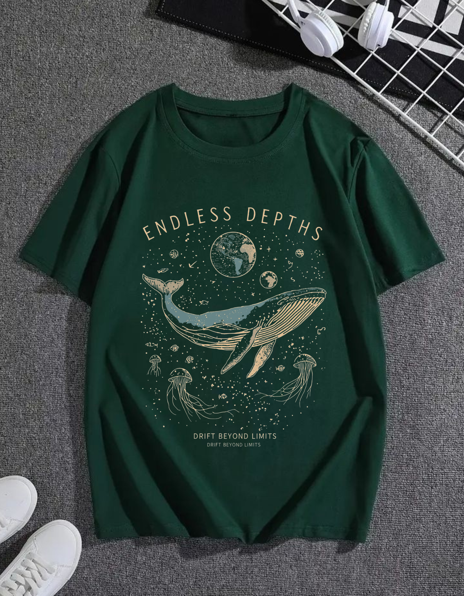 Unisex Oversized Ocean Endless Depths Printed T-Shirt
