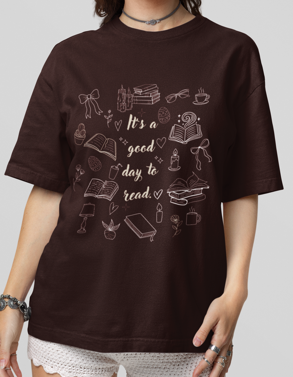 Women's Oversized Books Lovers T-Shirt