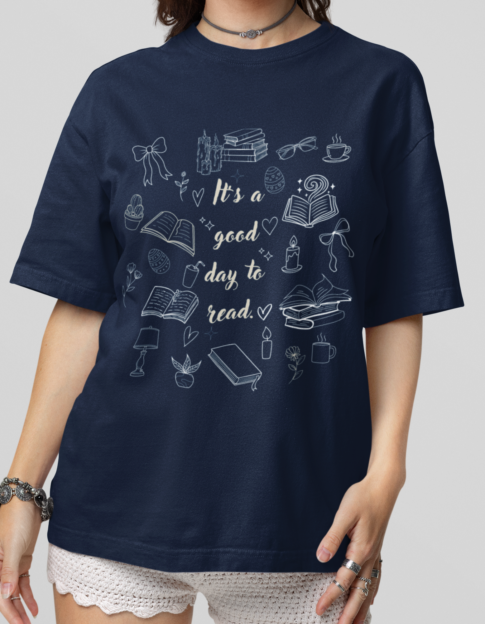 Women's Oversized Books Lovers T-Shirt
