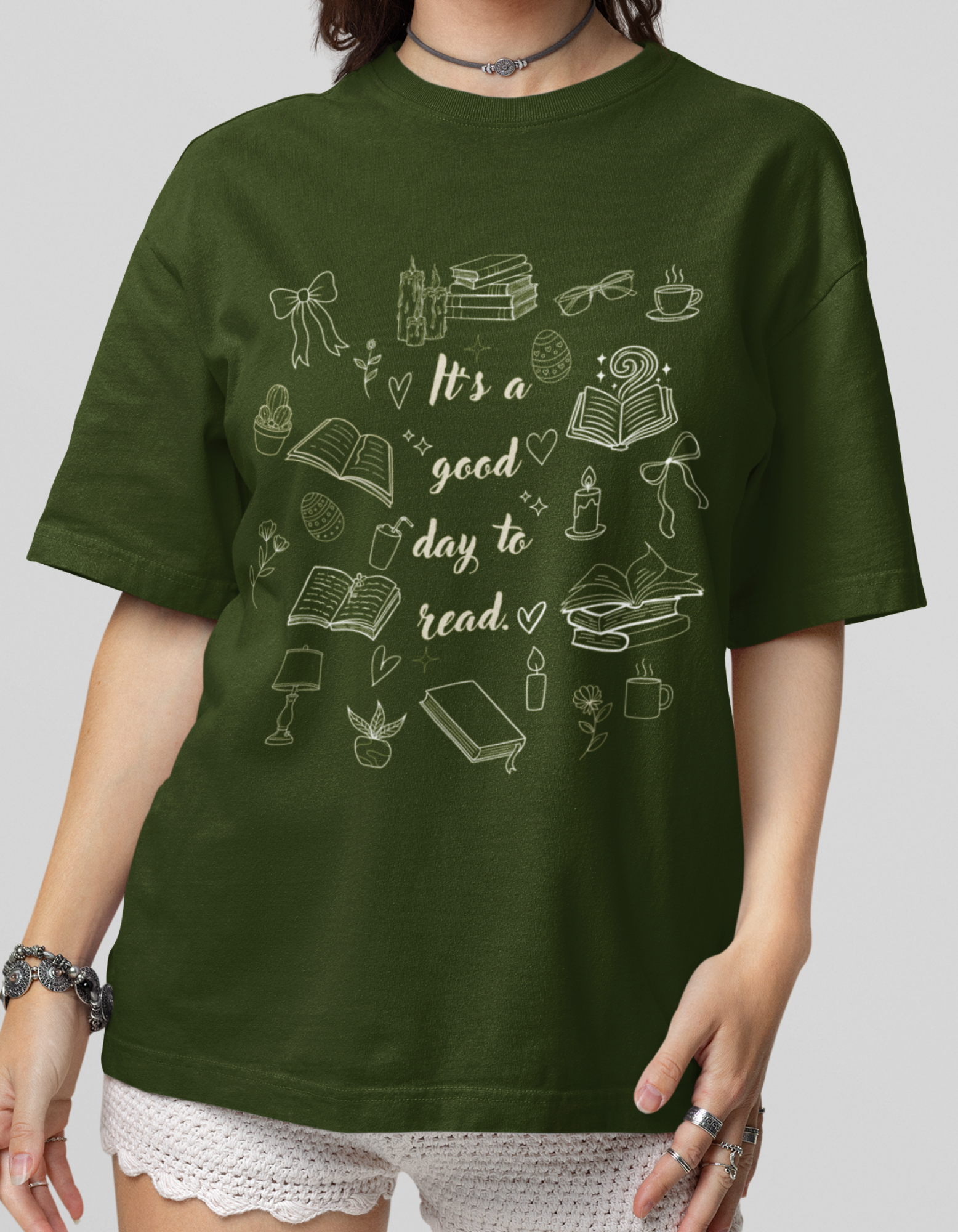 Women's Oversized Books Lovers T-Shirt