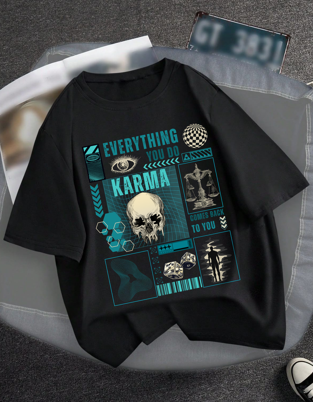 Unisex Oversized Karma Printed T-Shirt