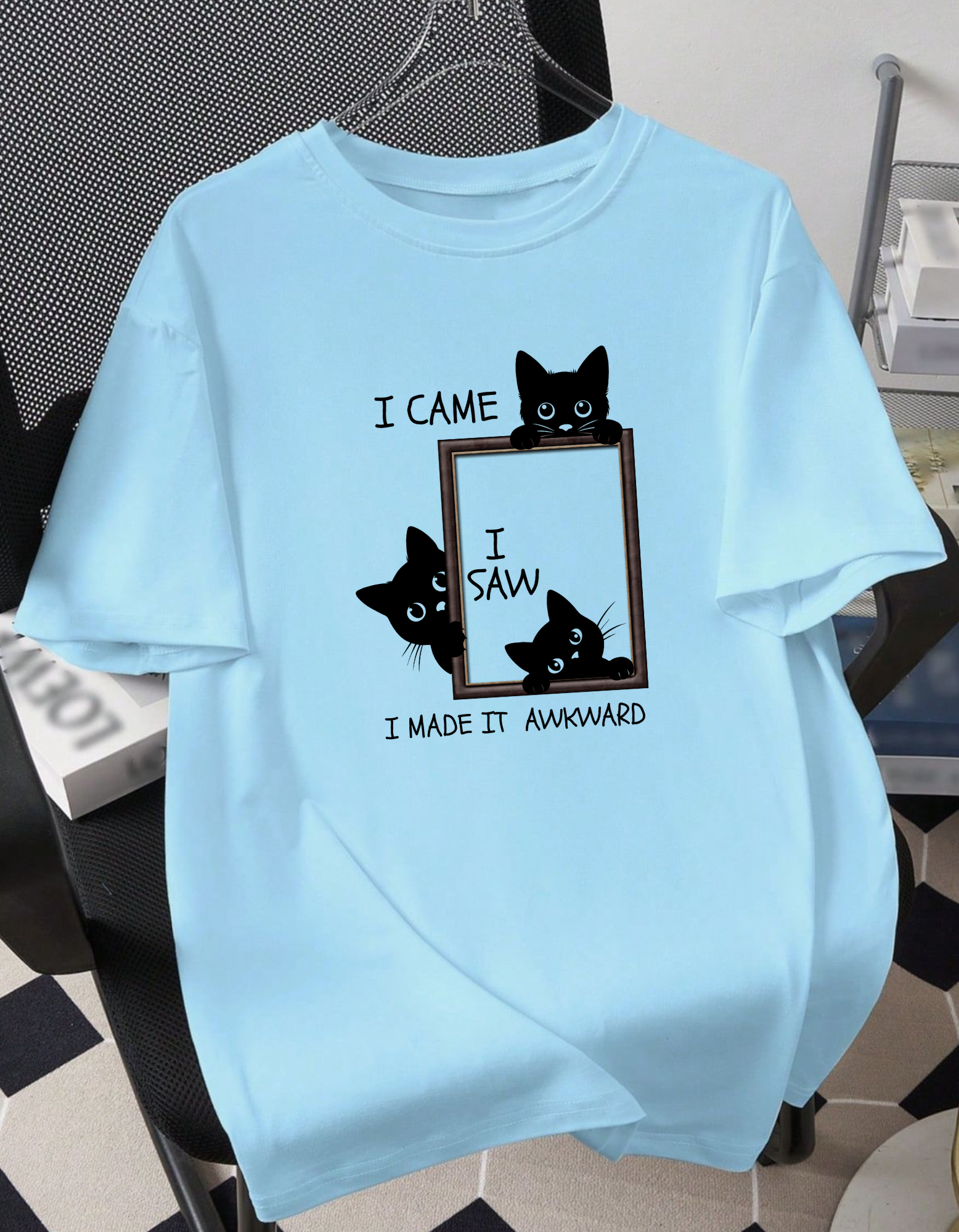 Unisex Oversized Cat Printed T-Shirt