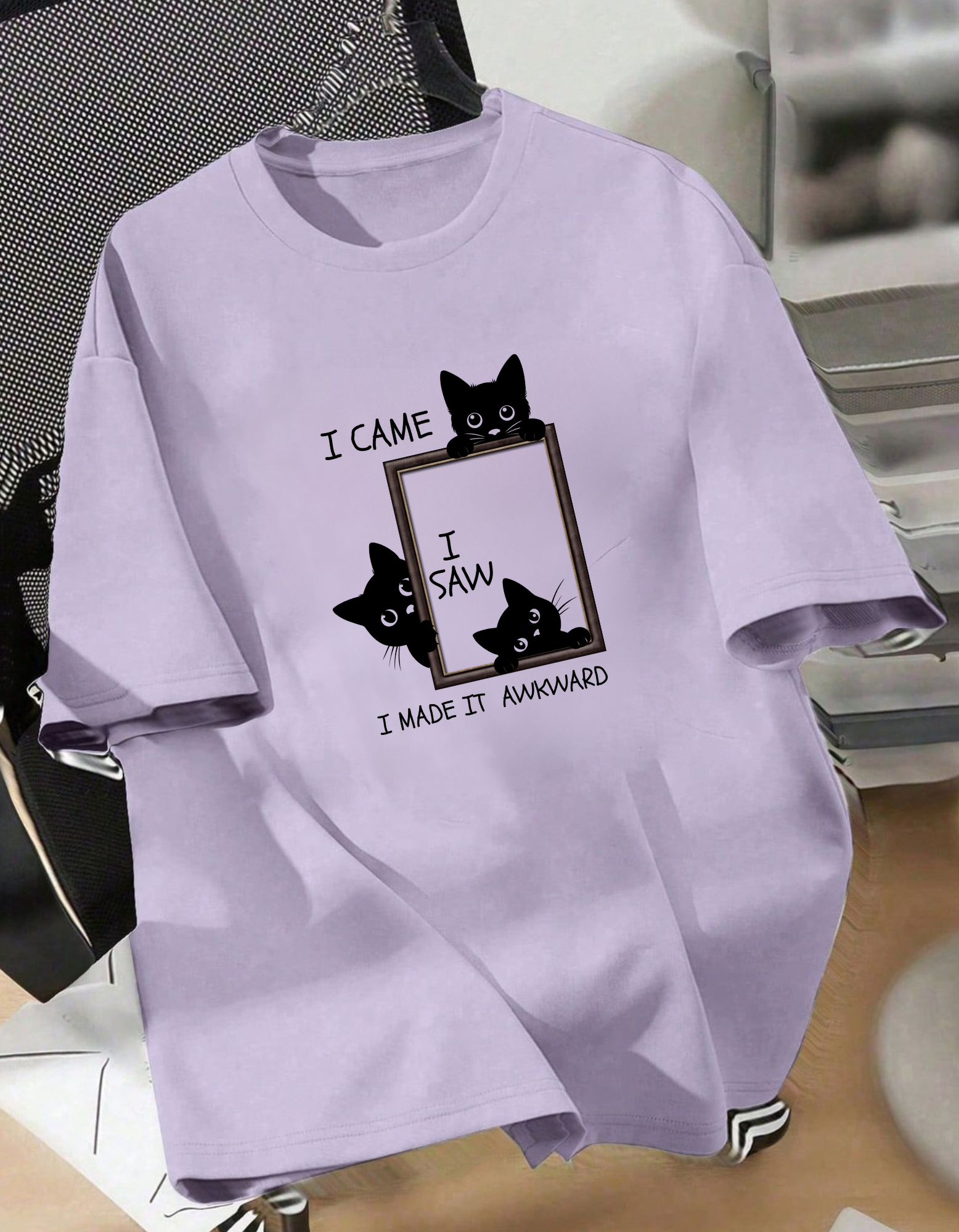 Unisex Oversized Cat Printed T-Shirt