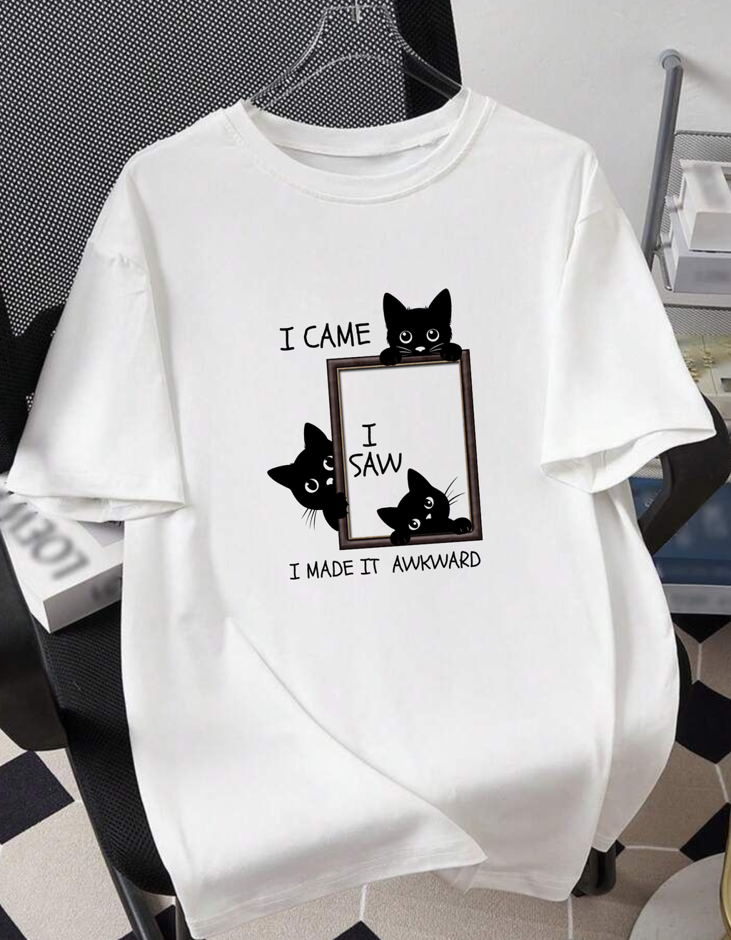 Unisex Oversized Cat Printed T-Shirt