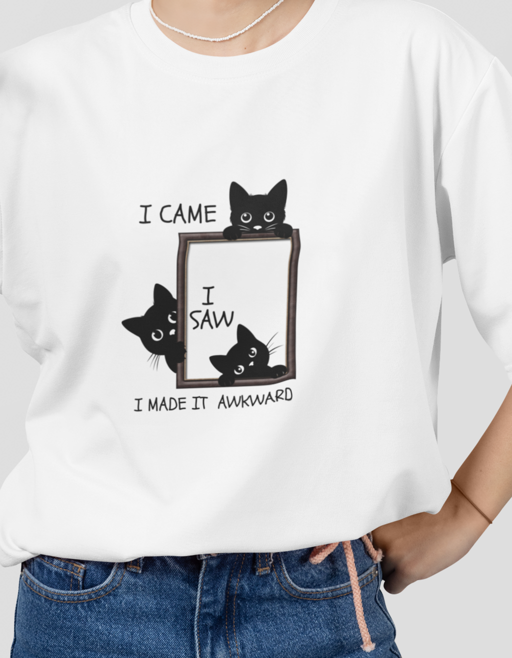 Unisex Oversized Cat Printed T-Shirt