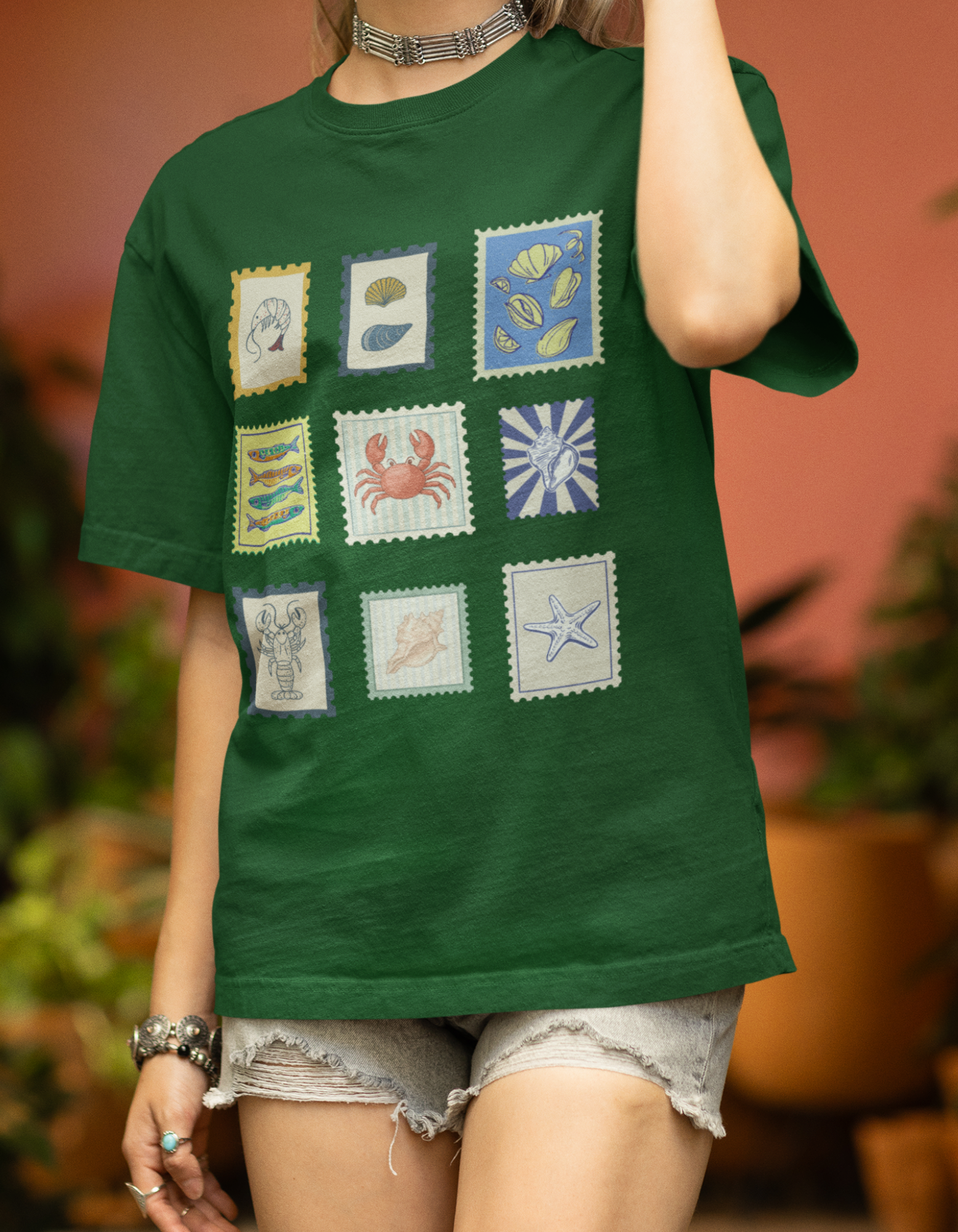 Unisex Oversized Sea Creatures T-Shirt