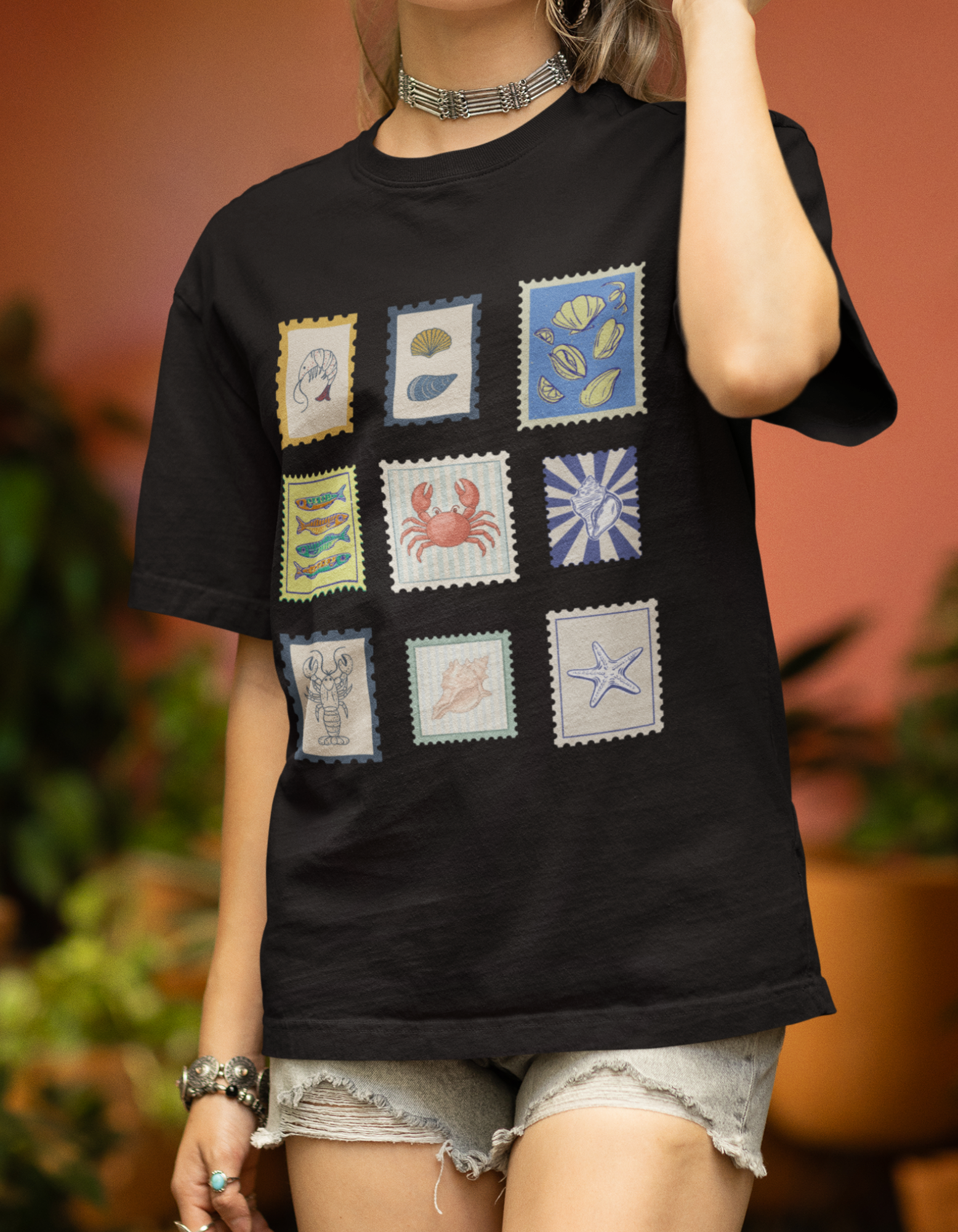 Unisex Oversized Sea Creatures T-Shirt