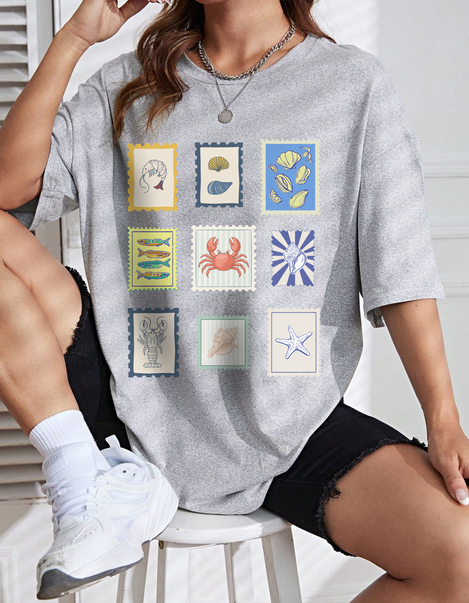 Unisex Oversized Sea Creatures T-Shirt