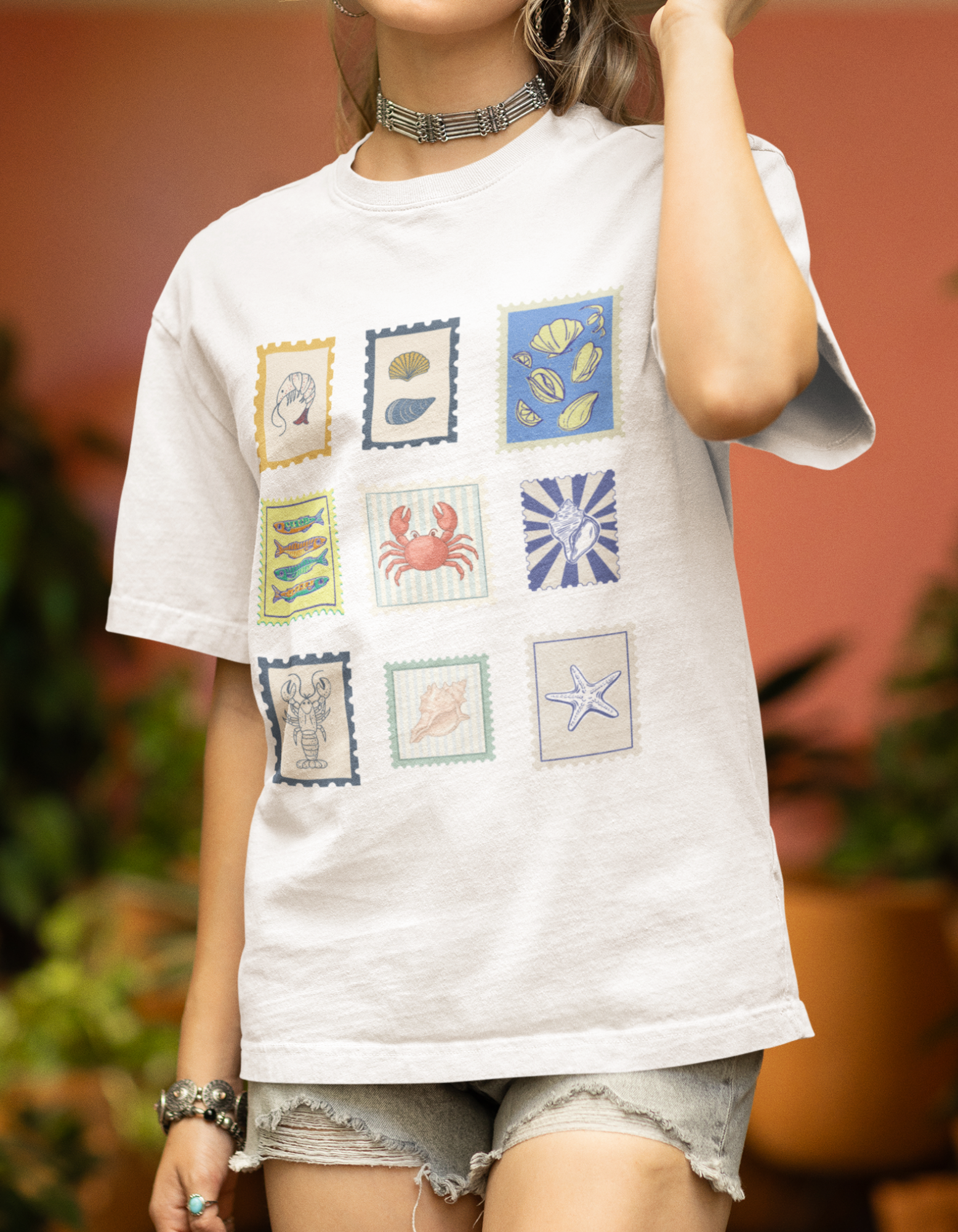 Unisex Oversized Sea Creatures T-Shirt