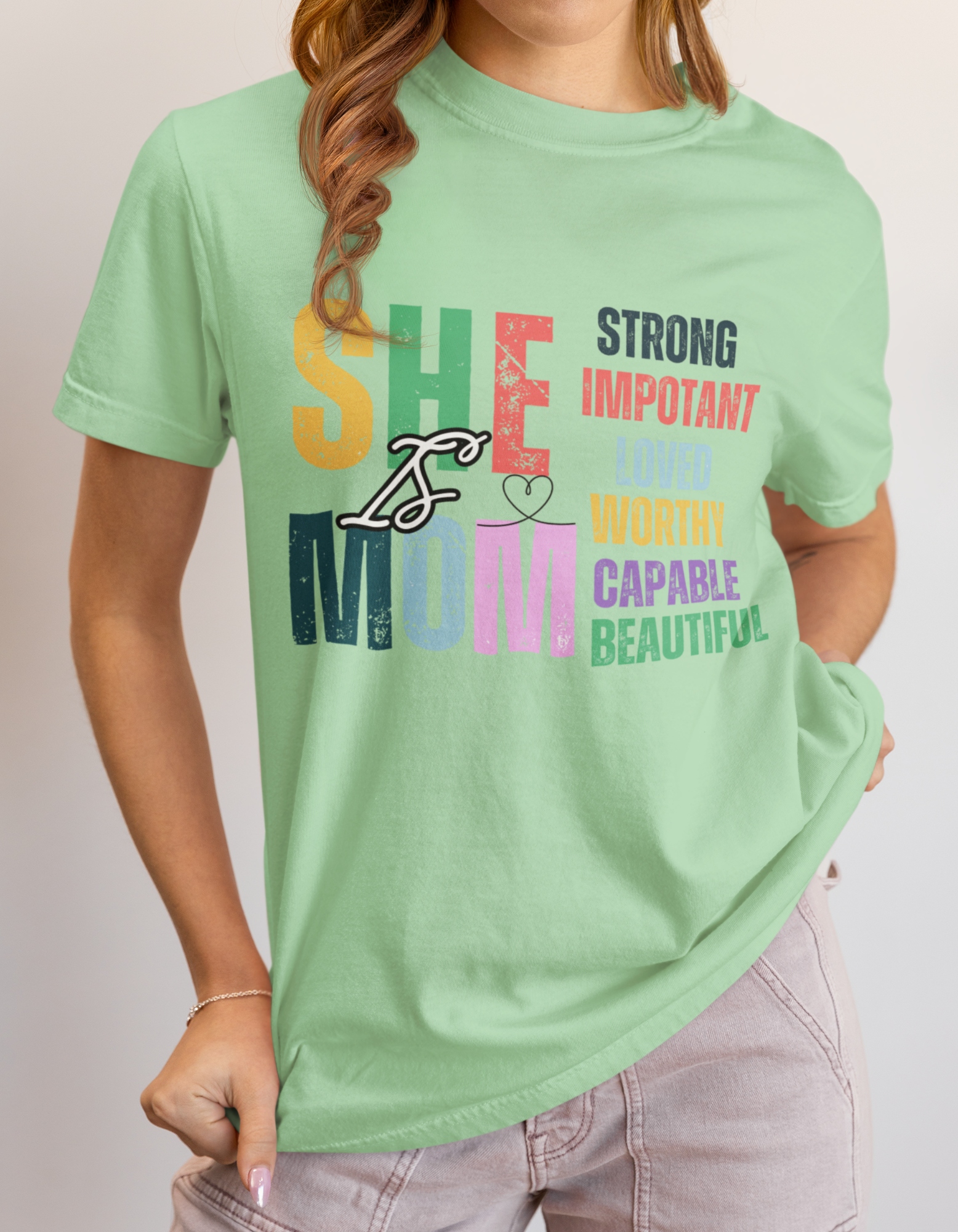"She Is Mom" Crew T-Shirt
