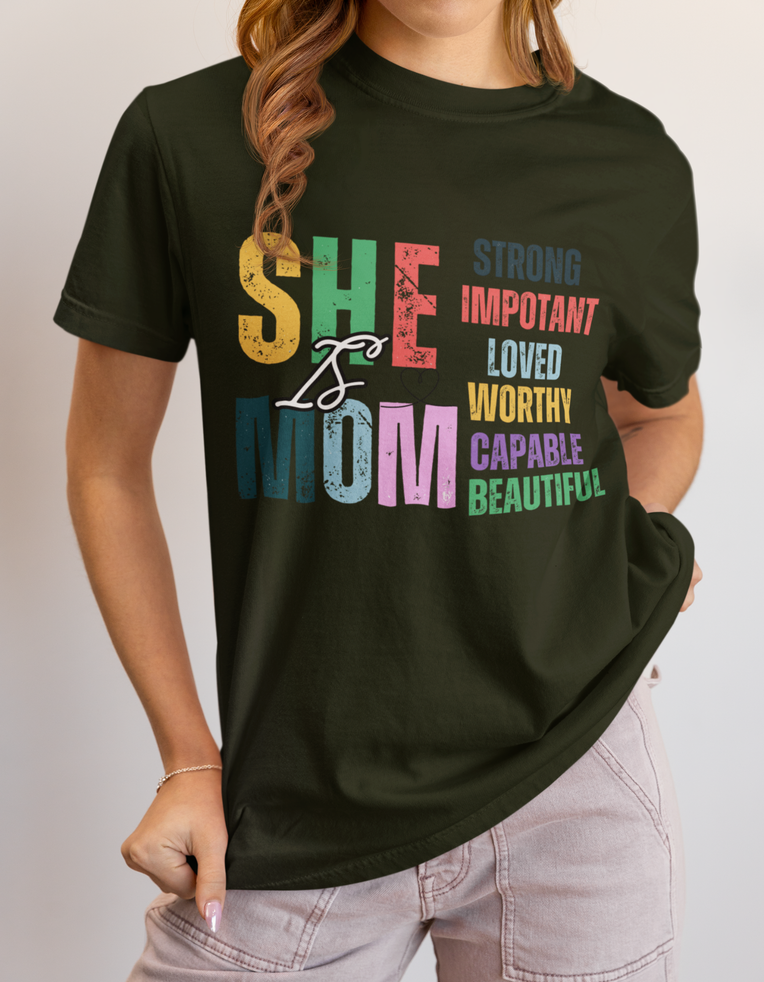 "She Is Mom" Crew T-Shirt