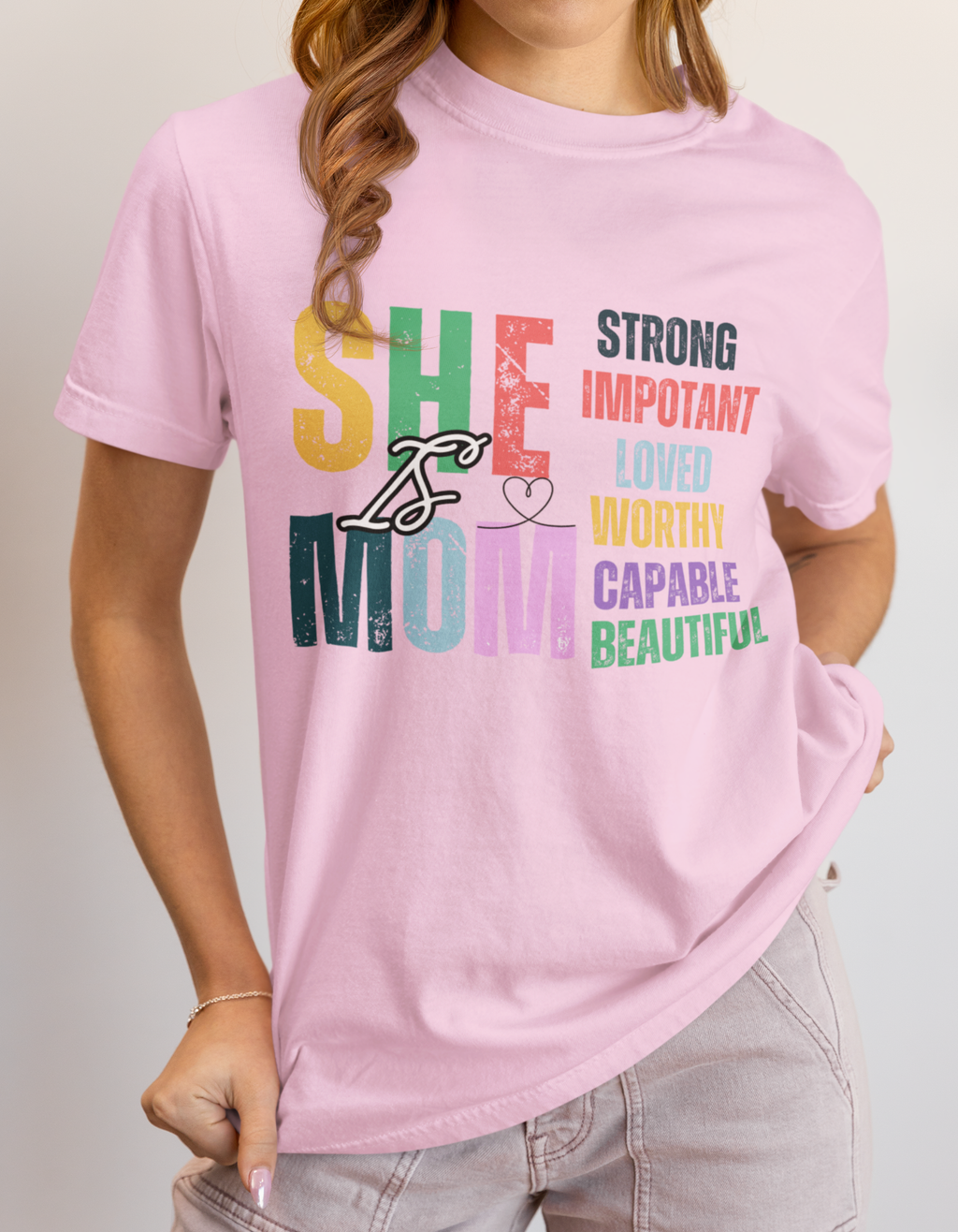 "She Is Mom" Crew T-Shirt