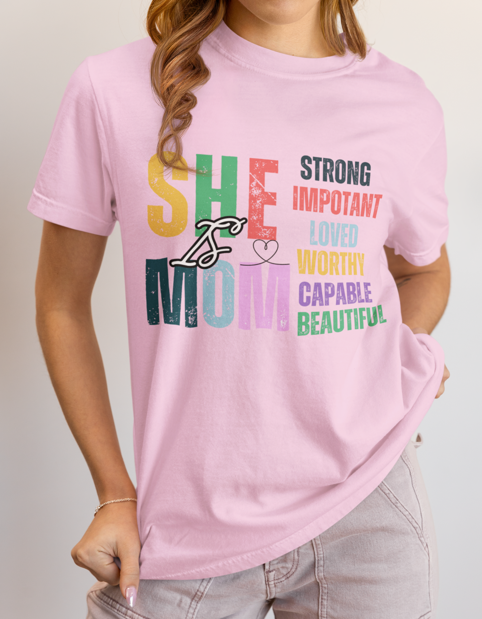 "She Is Mom" Crew T-Shirt