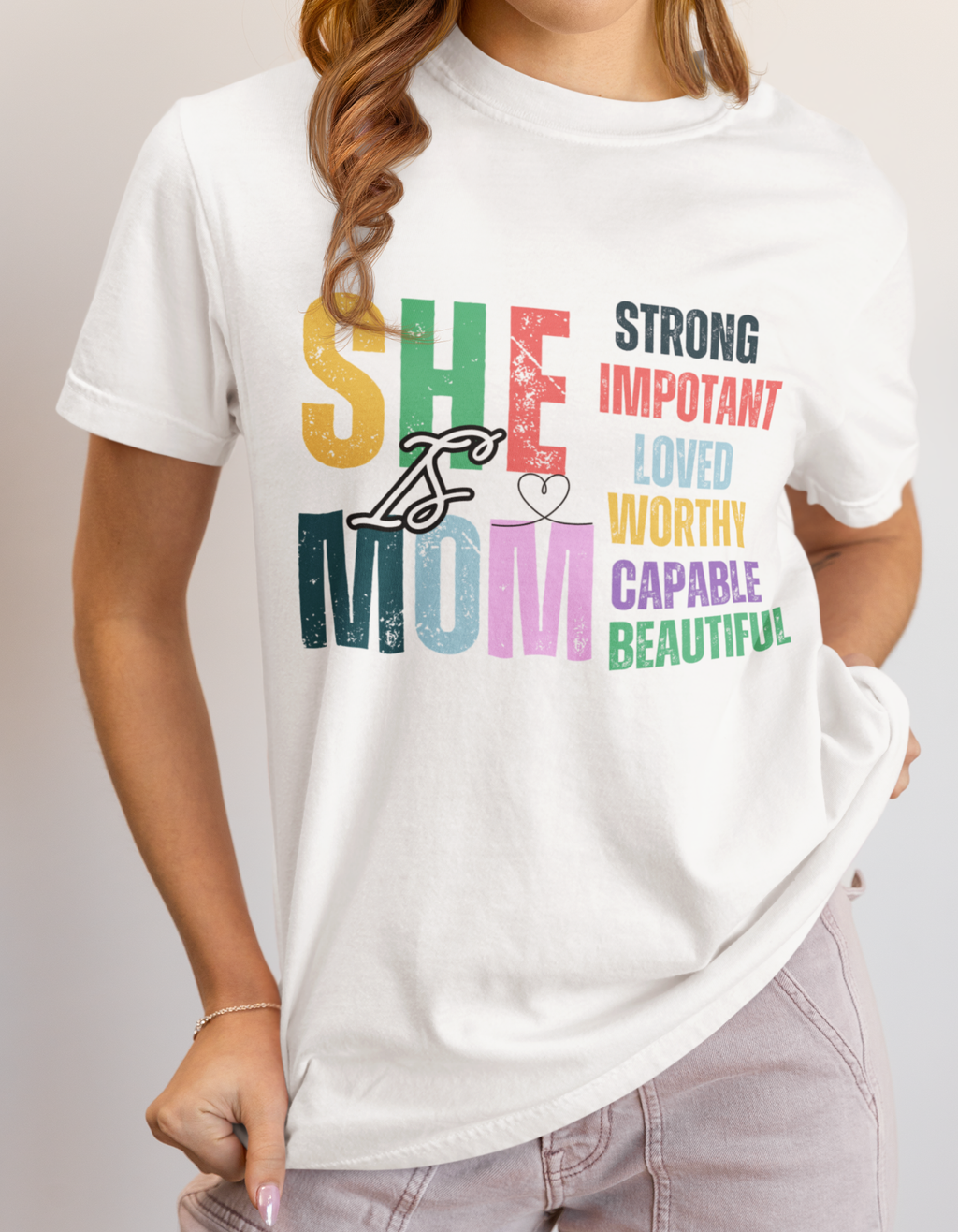 "She Is Mom" Crew T-Shirt