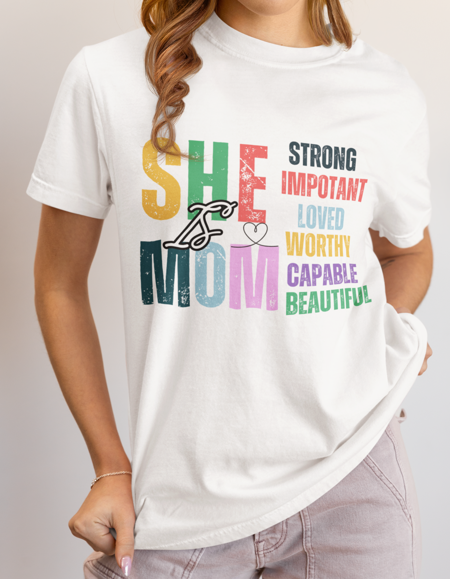 "She Is Mom" Crew T-Shirt