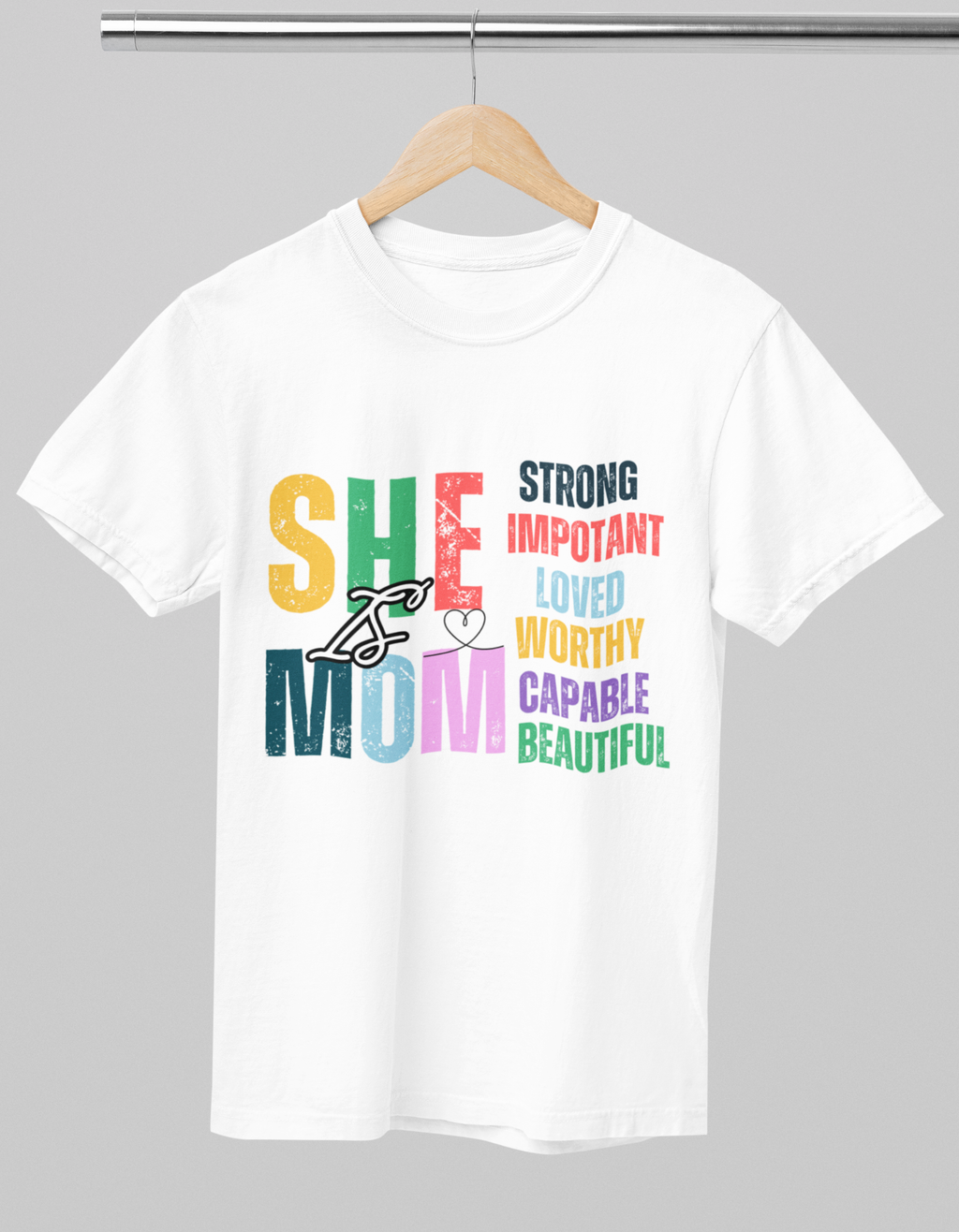 "She Is Mom" Crew T-Shirt