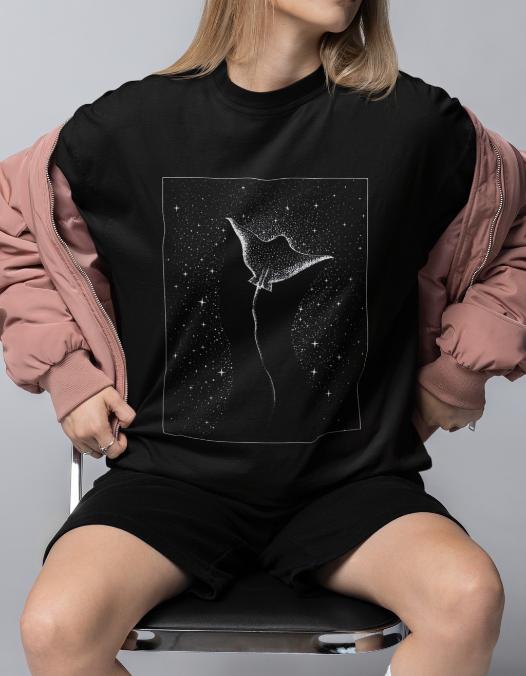 women's Oversized Stingray printed T-Shirt