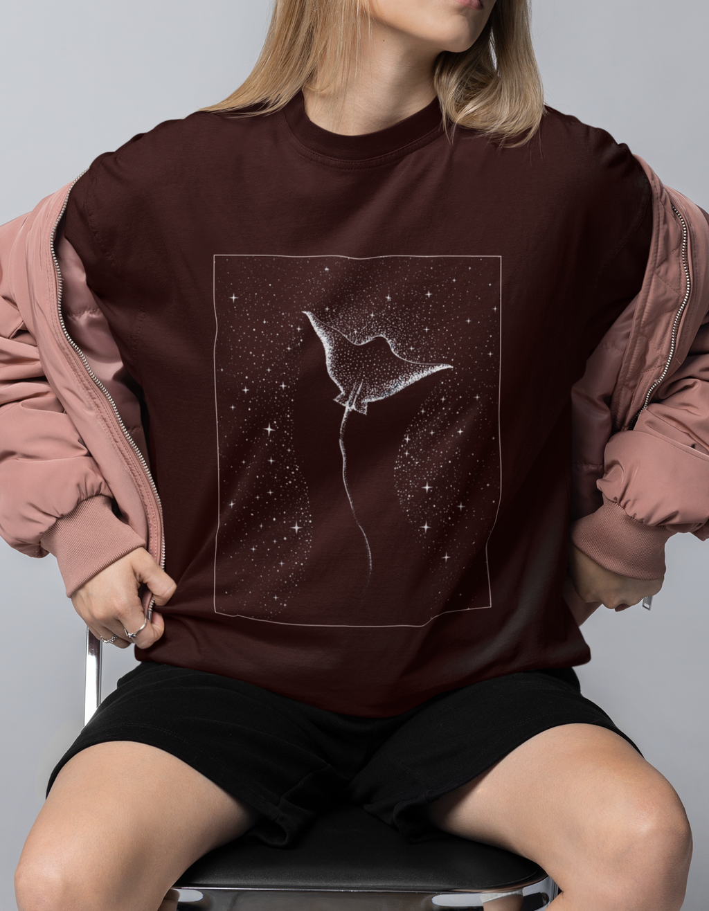 women's Oversized Stingray printed T-Shirt