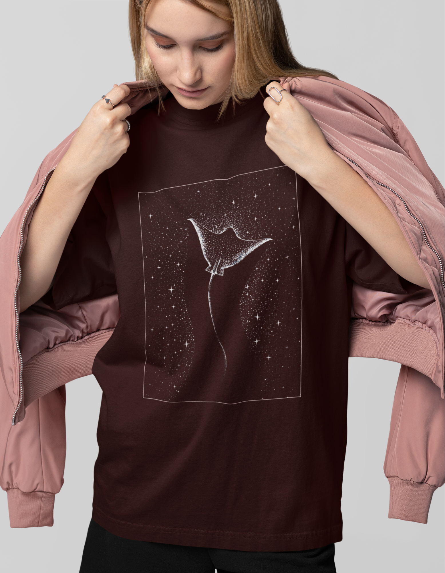 women's Oversized Stingray printed T-Shirt