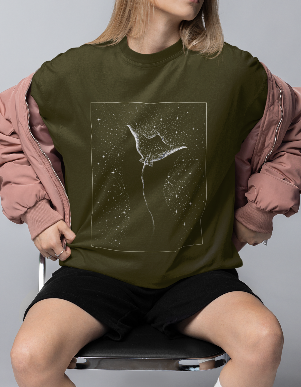 women's Oversized Stingray printed T-Shirt