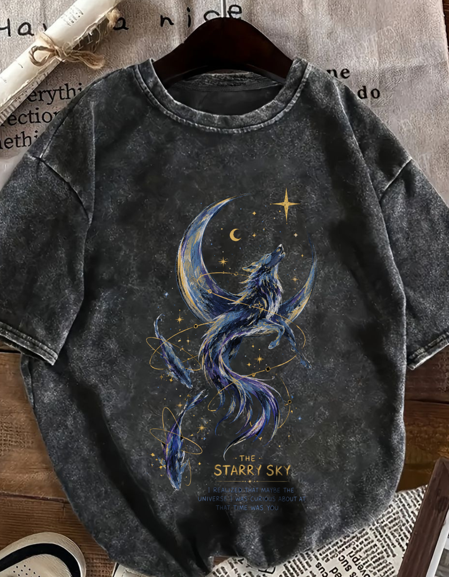 Women's Starry Sky Acid Washed Oversized Tee