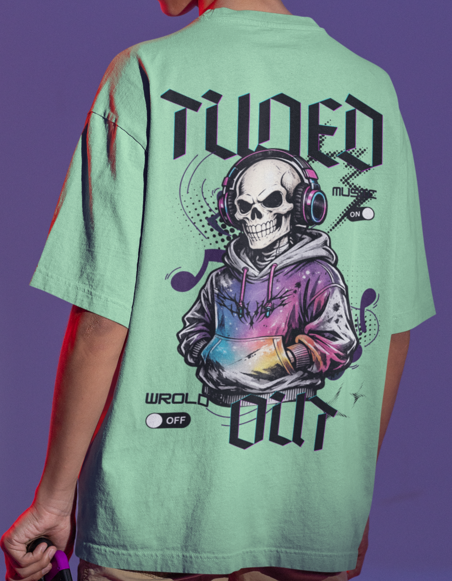 Men's Tuned out Printed Oversized Tee